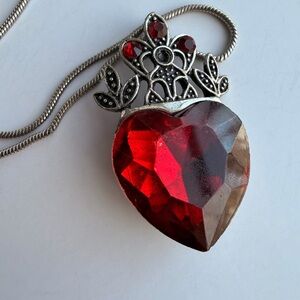 Disney Descendants Evie Inspired Ruby Heart & Crown Necklace